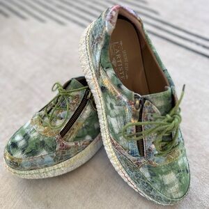 L'Artiste by Spring Step "Louie" Cool Cat Hand-Painted Leather Sneakers size 42